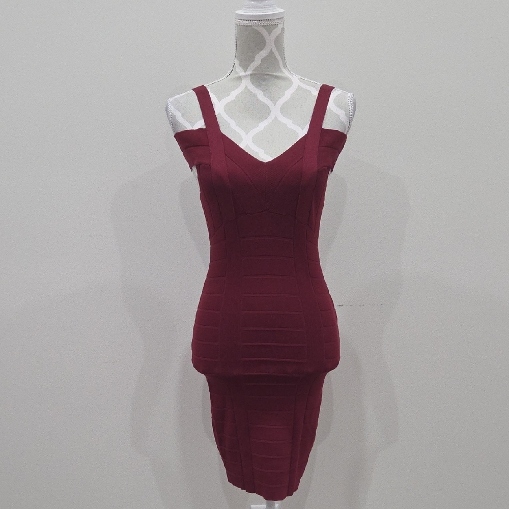 Guess Burgundy Bandage Dress